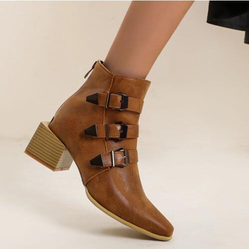 Winter style ankle boots fashion Pu leather boots high heel lady fashion shoes zip short boots womens shoes