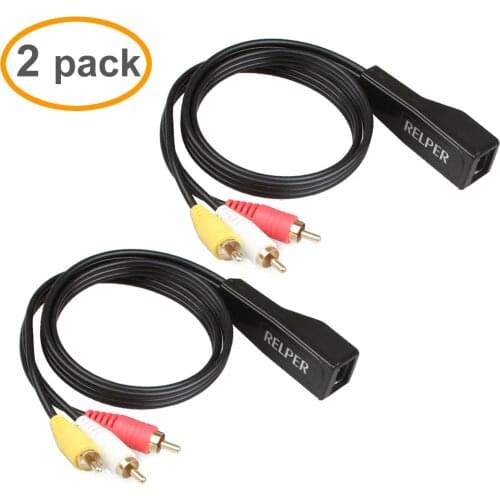 1 Pair 50M 3RCA Extender 3 RCA AV to RJ45 Balun Component Video and Audio Extender Over Cat5/6