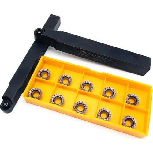 1PCS SRDPN1010H10 SRDPN1212H10 CNC cylindrical lathe tool curved tool holder + 10PCS RPMT10T3MO radius R5 carbide turning insert