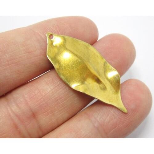 Brass leaf pendant 35.5x16mm Brass earrings charms necklace findings -10pcs R1261
