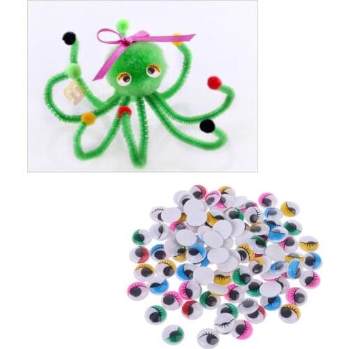 100pcs Mixed Color Self Adhesive Eyes with Eyelashes for Doll Bear Stuffed Toy DIY Craft 6mm/7mm/8mm/10mm/12mm/15mm/18mm/20mm
