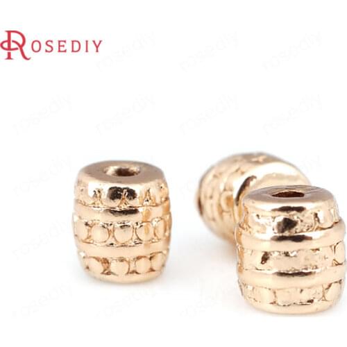 12PCS 6.7x6.7MM 24K Champagne Gold Color Plated Brass Barrel Spacer Beads Bracelet Beads High Quality Jewelry Accessories