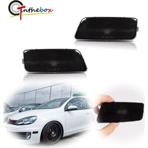 Gtinthebox 2PCS Smoked Lens Car Front Bumper Side Marker Light Cover Housings For 2010-2014 Volkswagen MK6 GTI, No Bulb / Socket