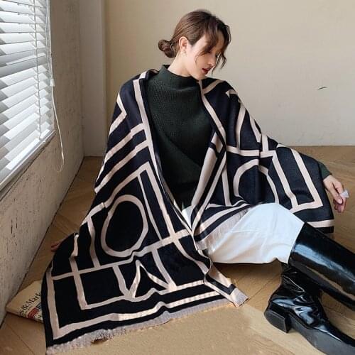 2020 Luxury Brand Striped Women Winter Scarf Pashmina Warmer Shawl Ladies Female Plaid Blanket Wrap Cashmere Scarves Bufanda