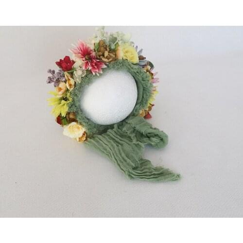 Dvotinst Newborn Photography Props Baby Girls Floral Hat Simulation Flower Bonnet Fotografia Accessorio Studio wholesale photogr