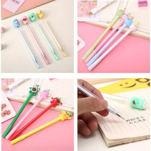 4pcs 0.5mm Of Creative Cartoon Cute Fruit Soda Style Pen Signature Pen Novelty Gel Pen ChildrenS Gifts School Office Stationery