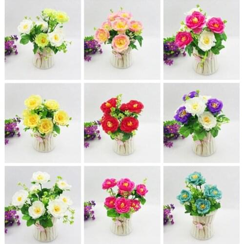 7 heads/1 bundle 30 cm Silk tea roses Bride bouquet for Christmas home wedding stage decoration fake plants artificial flowers