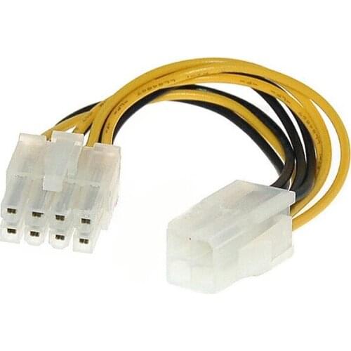 4 Pin Male to 8 Pin CPU Power Supply Adapter Converter ATX Cable 12V New Arrival
