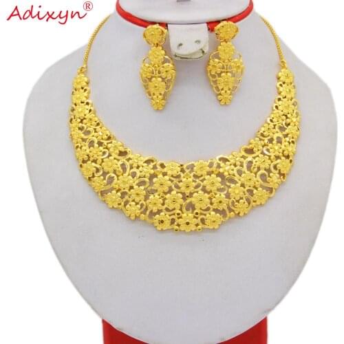 Adixyn 24K Yellow Color Ethiopian Jewelry for Women Wedding Luxury Jewelry set Arab Dubai Middle east Party Gifts N071010