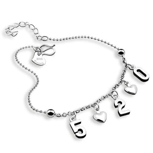 Fashion simple silver heart-shaped anklets.Solid 925 sterling silver female anklets.27 cm 520 anklets.Charming lady jewelry