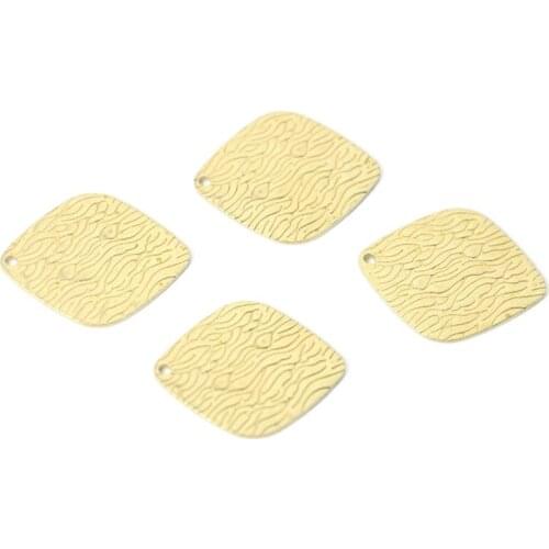 Geometric Embossed Single Hole Brass Pendant Solid Square Earring Pendant 17.6*22mm Suitable for DIY Jewelry Components
