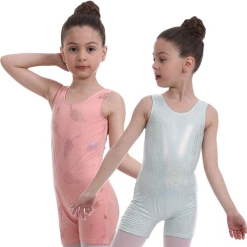 Gymnastics biketard metallic leotard girls rave leotard tank gymnastic leotard holographic ballet biketard dancewear for girls