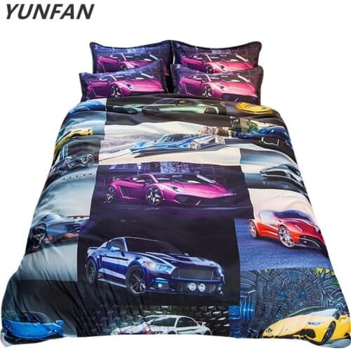 3D Bedding Set queen size Sports car design kids Duvet Cover set with pillowcase AU king Quilt Cover gift bedline bedclothes