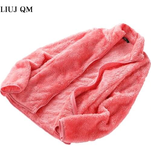 2020 Autumn Stand-up Collar Coral Fleece Outdoor Jacket Women Plus Velvet Thickened Warm Double-sided Cardigan Jacket Female