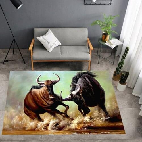 Animal Carpet Bullfighting Series Carpet Living Room Bedroom Corridor Floor Mats Non-slip Absorbent 3D Home Decoration Carpet
