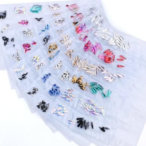 60 pcs/bag Crystal AB Teardrop Nail Crystals Flat Back Stones Drop Shape Rhinestones For Glass Design Decorations 3D Nails Art