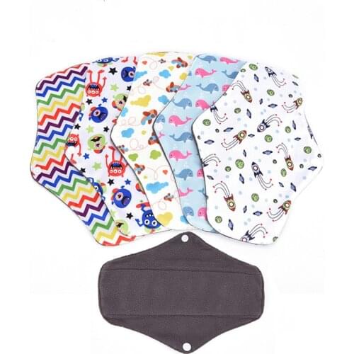 Menstrual Pads 25*18cm Women Washable Reusable Bamboo Charcoal Cloth Menstrual Pads Waterproof Panty Liners Maternity Pads