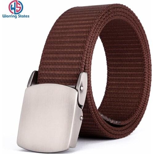 Warring States Military Tactical Belt Men Nylon Belt Outdoor Metal Automatic Buckle Canvas Belts for Men Length 47"