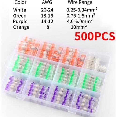 500/250Pcs Solder Connector Kit -Heat Shrink Solder Butt Connectors - Solder Seal Wire Connectors - Automotive Marine Insulated
