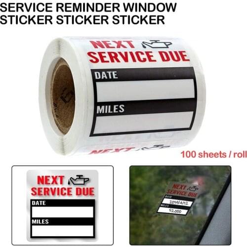 100pcs/roll Oil Change/Service Reminder Stickers Window Sticker Adhesive Labels Car Sticker
