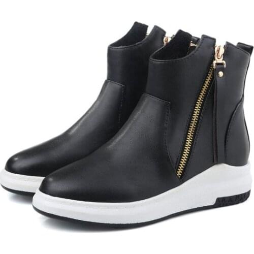 Big Size Euro-American wind round head muffin bottom side zipper waterproof platform boots