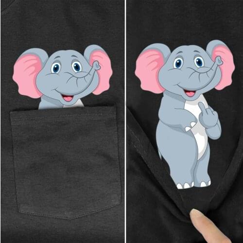 2020 New Mens T Shirt Fashion Brand pocket Cotton Short sleeve Elephant Cartoon print t-shirt tops funny Harajuku Casual tees