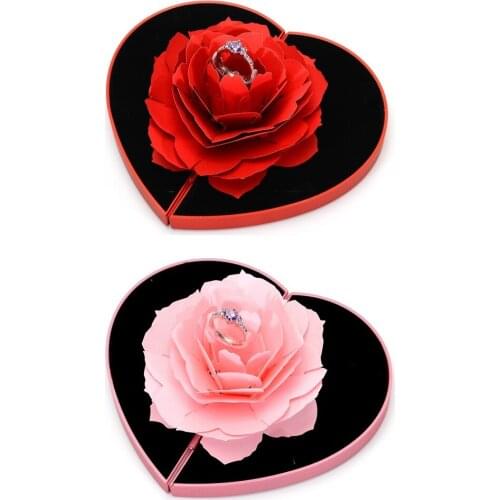 NEW Love Heart Shape Proposal Wedding Ring Display Holder Box Jewelry Case Proposal Box Ring Case Box Display Storage Case