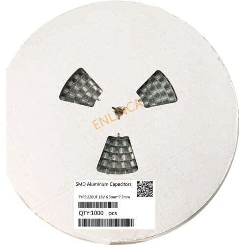 Original 1000pcs 220UF 16V 6.3mm*7.7mm SMD electrolytic capacitor 20