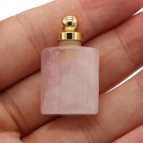Natural Stone Charms Semi Precious Perfume Bottle Pendant Flat Cylinder for Jewelry Making DIY Necklace Bracelets Size 18x22mm