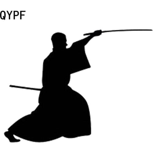 QYPF 14cm*10.8cm Creative Fashion Japanese Samurai Vinyl Sports Car Stickers S2-0176