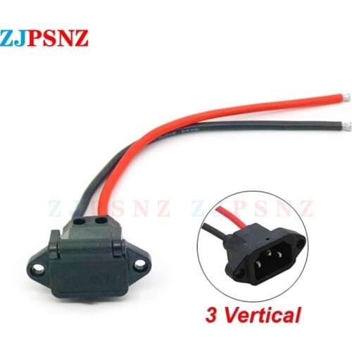 E-bike Battery Connector Plug Universal Three Vertical Charging Socket With 12AWG Cable For 36V 48V Electric Vehicle J31