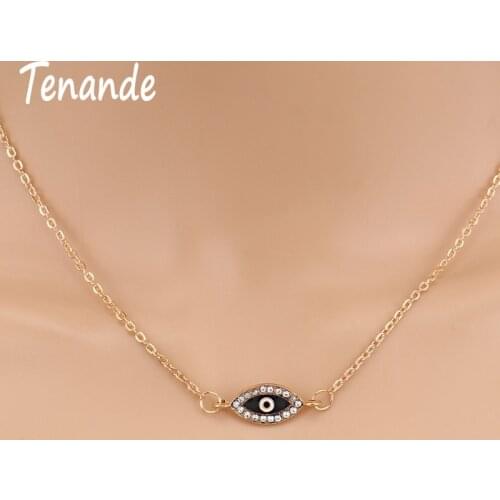 Tenande Fresh Style Gold Color Charm Chain Small Crystal Evil Eye Necklaces & Pendants for Women Party Jewelry Gifts Bijoux