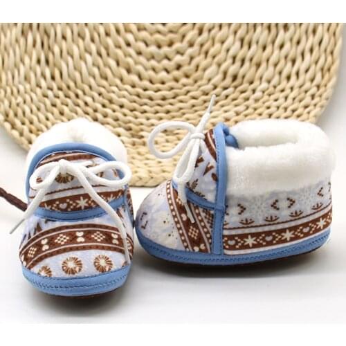 New Winter Autumn Warmer Baby Shoes Soft Cotton Print Warm Shoe Plush Infant Boy Girl Toddler Shoes Fashion Anti-slip Shoes