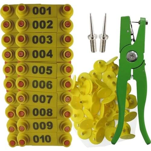 Ear Tag Pliers Ear Tag Sheep Marker Applicator 001-100 Ear Tags for Goat Identification Kit Ear Tagger