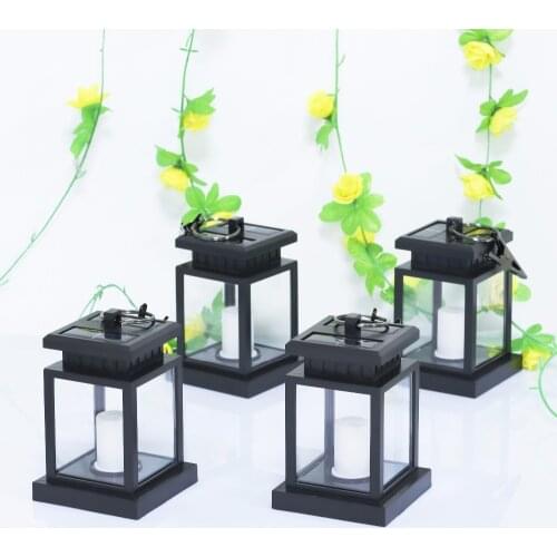 4/2pc Waterproof LED Solar Garden Light Flickering Flameless Candle Outdoor Lighting Hanging Smokeless Solar Lantern for Camping