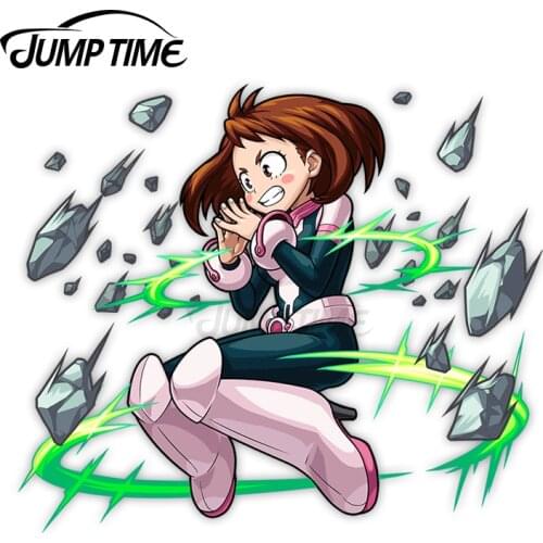 Jump Time 13 x 11.2cm My Hero Academia Ochaco Uraraka Monster Car Stickers Vinyl Occlusion Scratch Decor Laptop Waterproof Decal