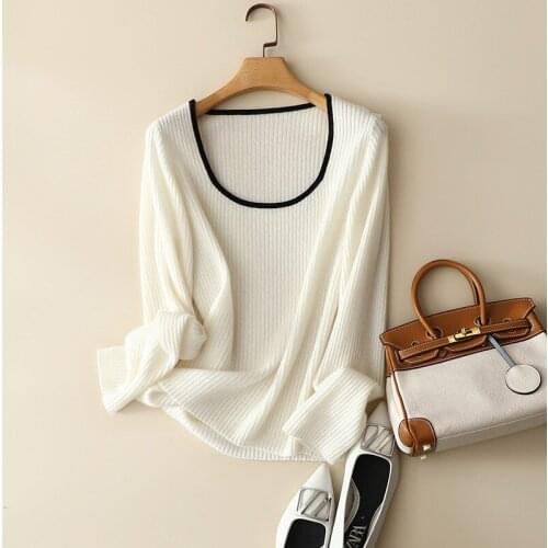 High quality 100% cashmere ribbled knitted softness pullovers for women cozy casual autumn sweaters