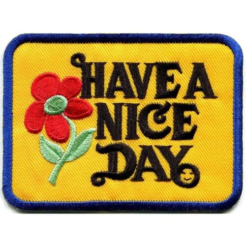 Have a Nice Day Embroidered Applique Iron-on Patches for Clothing New 70s Slogan Hippie Retro Boho Weed love DIY