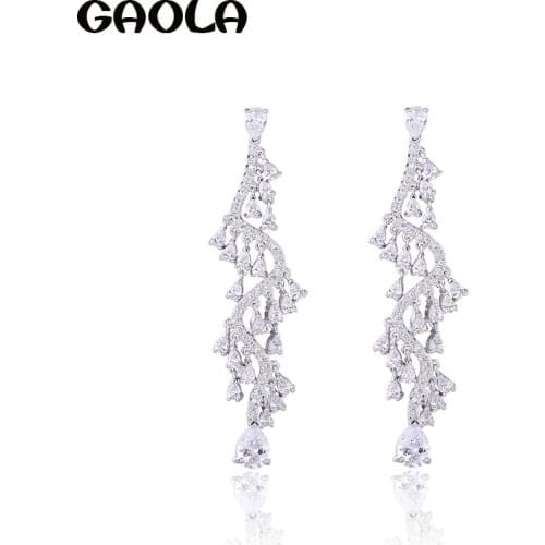 GAOLA Long Tassel Earrings Cubic Zirconia Dangle Earring For Women Girl Fashion Jewelry GLE7169Y