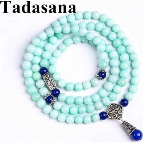 Tianhe Stone Lapis Lazuli Women Bracelets Tasbih Prayer Beads Bracelet Buddha 108 Mala Beads Necklace Tibetan Silver Bracelet
