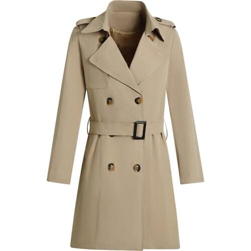 New Autumn Winter Elegant Women Double Breasted Solid Trench Coat Vintage Turn-Down Collar Loose Trench with Belt 5XL