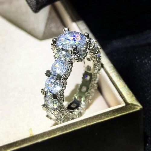 Hot 925 Sterling Silver Bridal Wedding Engagement Rings for Women Shiny Round Zircon Romantic Ball Ring Fashion Jewelry Gift