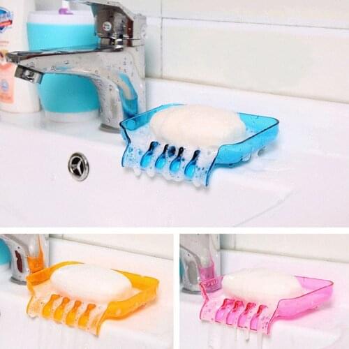1pc Plastic Soap Dish Tray For Shower Creative Soap Holder Sink Sponge Drainage Non-slip Soap Box Kitchen Bathroom Accessories