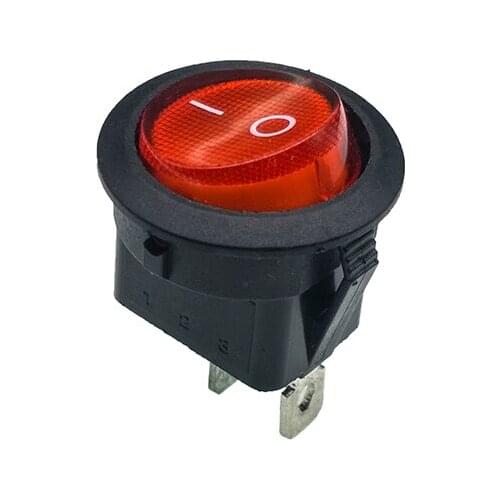 10pcs/lot KCD1-102 Round 23mm red Button SPST 2PIN Snap-in ON/OFF Position Snap Boat Rocker Switch 6A/250V Copper