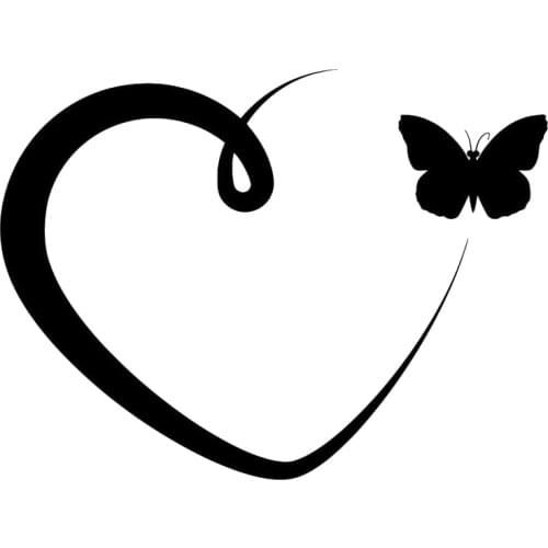 15.3cm*11.5cm Romantic Love Heart Butterfly Decor Stickers Decals Vinyl Black/Silver S3-5747