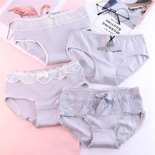 4Pcs/lot Panties Women Underwear Briefs Breathable Underpants Girls Soft Panty waist size girls briefs YH-4