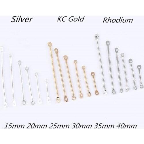 50pcs 15mm 25mm 30mm 30mm 40mm Silver/Kc Gold/Rhodium Double Cylinder Connecting Rod Metal Earrings Jewelry Making Accessories