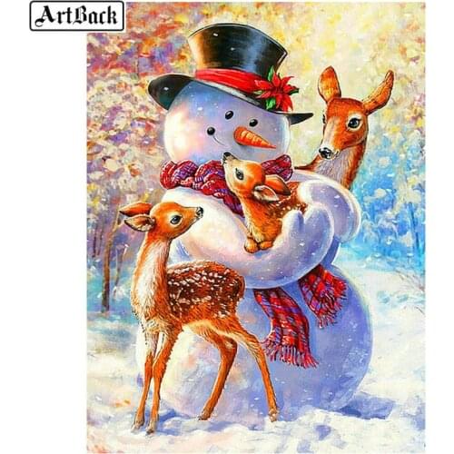 5D diamond painting snowman deer full square / round drill 3d crystal mosaic diamond embroidery wall decoration