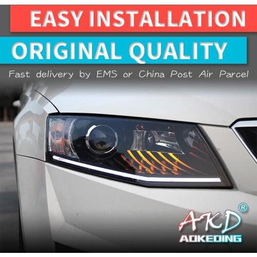 AKD tuning cars Headlight For Skoda Octavia 2015 Headlights LED DRL Running lights Bi-Xenon Beam Fog lights angel eyes Auto
