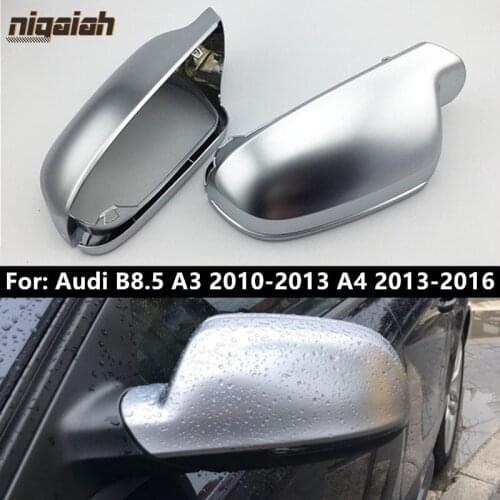 Car Mirror Cover For Audi A4 B8.5 A3 A5 S5 RS5 Matte Chrome Silver Rearview Mirror Cover Protection Cap Car Styling